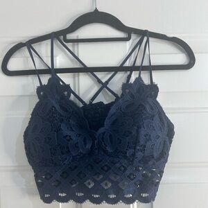 Anemone Midnight Blue Crochet Lace Bralette Size XXL